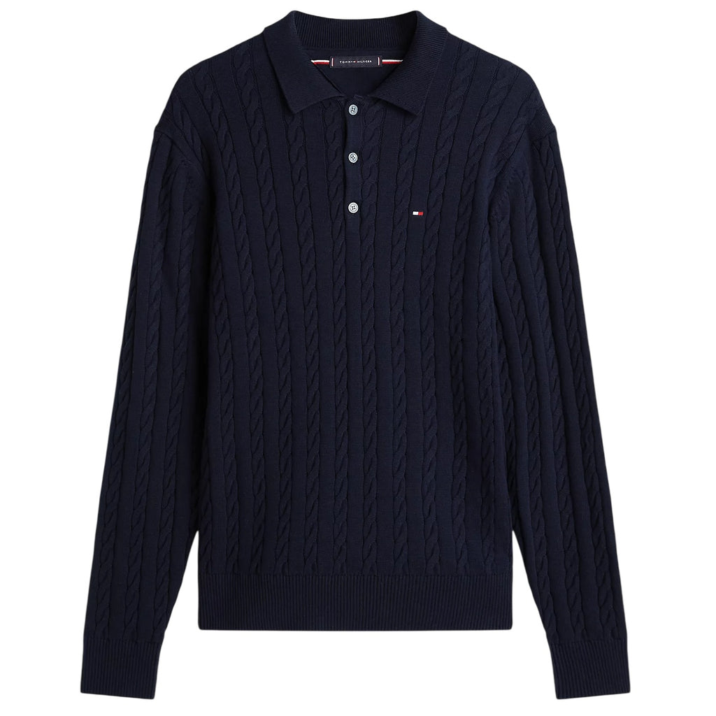 Tommy Hilfiger Classic Cotton Cable Longsleeve Polo Navy
