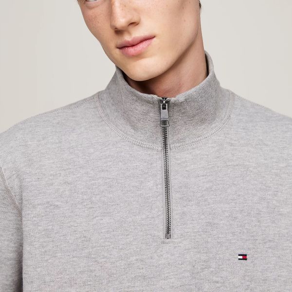Tommy Hilfiger Essential Fleece Quarter Zip Sweater Grijs