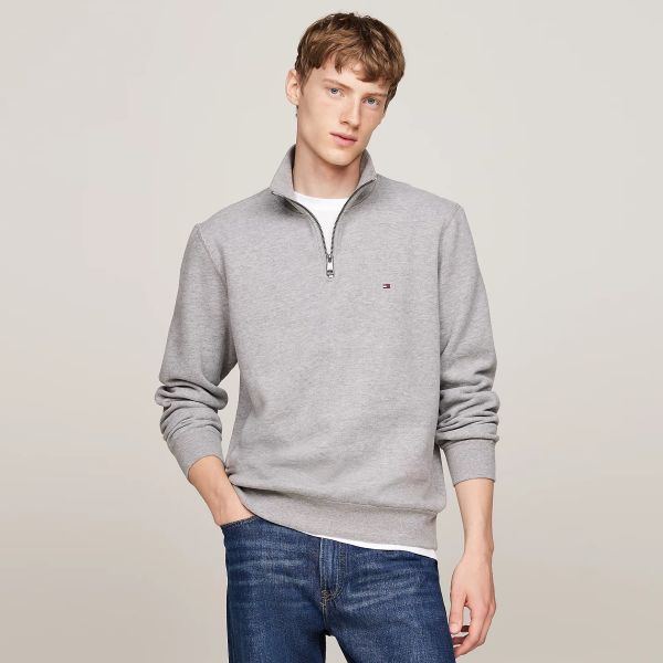Tommy Hilfiger Essential Fleece Quarter Zip Sweater Grijs
