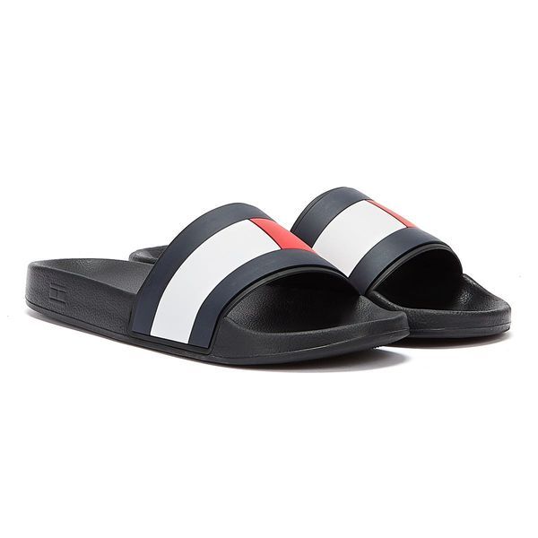 Tommy Hilfiger Flag Slippers Zwart