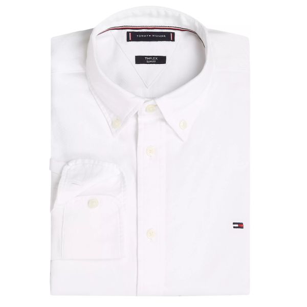 Tommy Hilfiger Flex Dobby Overhemd Wit