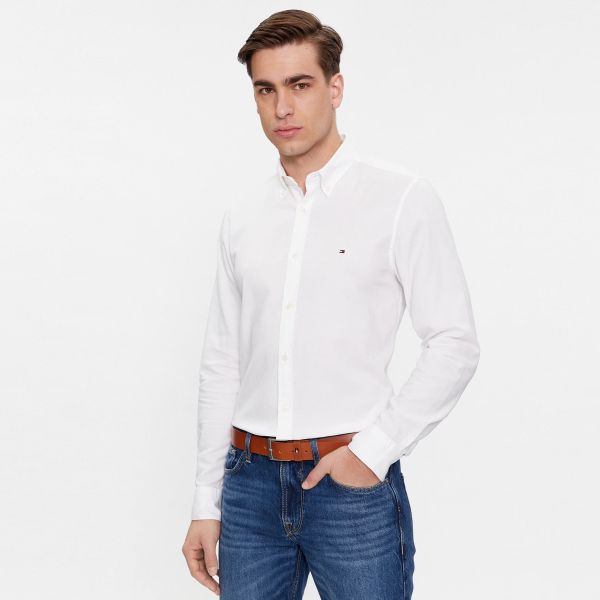 Tommy Hilfiger Flex Dobby Overhemd Wit
