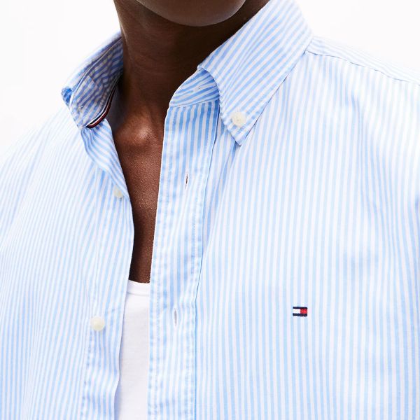 Tommy Hilfiger Flex Poplin Classic Stripe Overhemd Licht Blauw