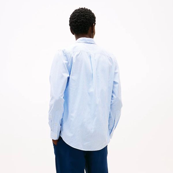 Tommy Hilfiger Flex Poplin Classic Stripe Overhemd Licht Blauw