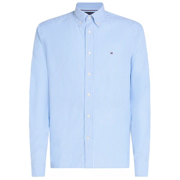 Tommy Hilfiger Flex Poplin Classic Stripe Overhemd Licht Blauw