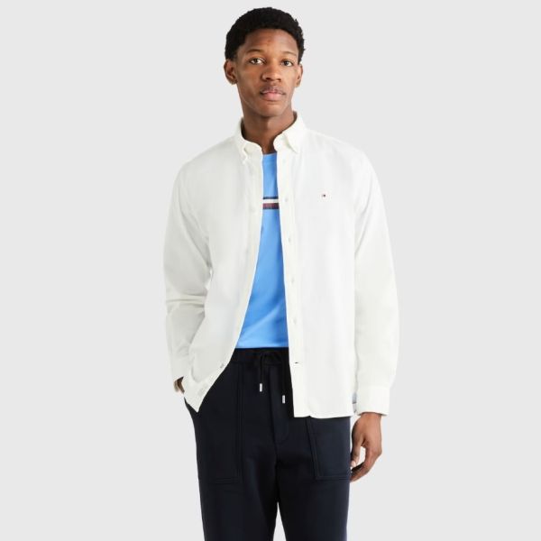 Tommy Hilfiger Flex Solid Corduroy Overhemd Off White