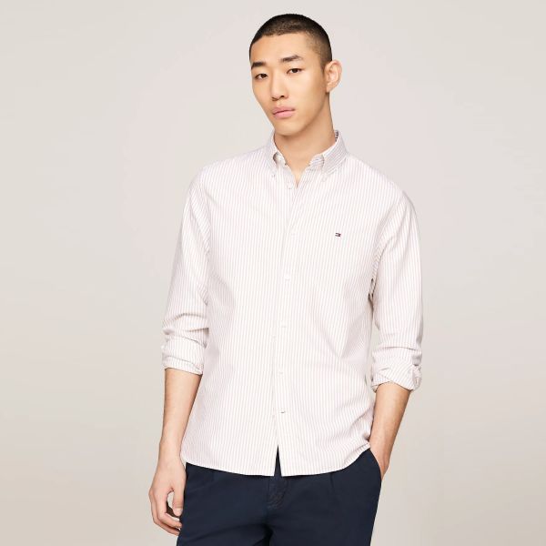 Tommy Hilfiger Heritage Oxford Stripe Overhemd Beige/Wit