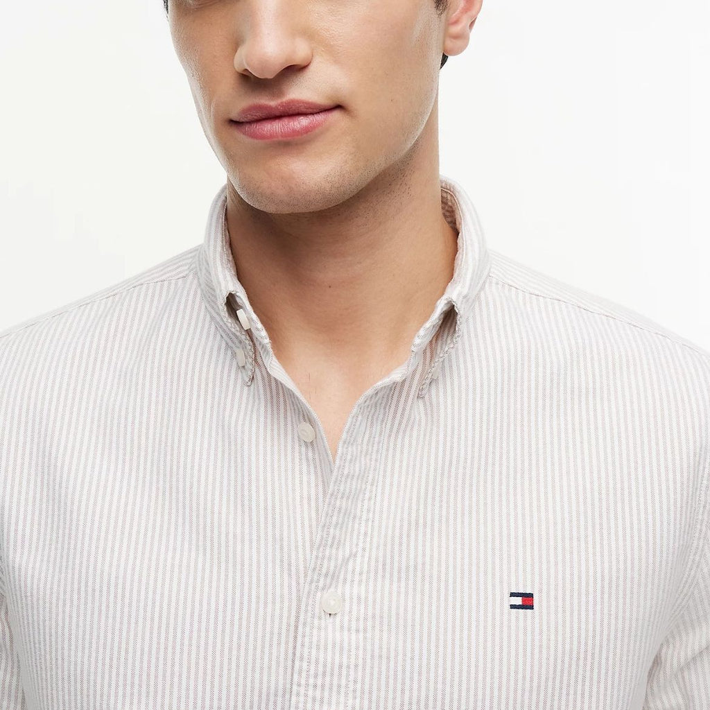 Tommy Hilfiger Heritage Oxford Stripe Overhemd Beige/Wit