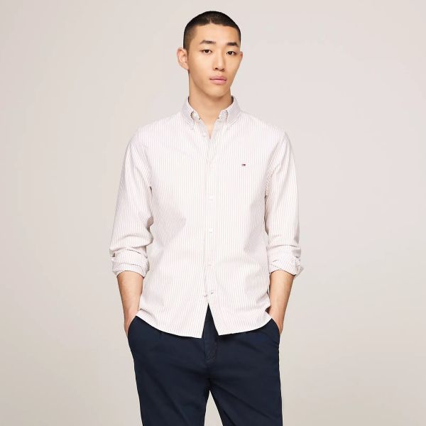 Tommy Hilfiger Heritage Oxford Stripe Overhemd Beige/Wit