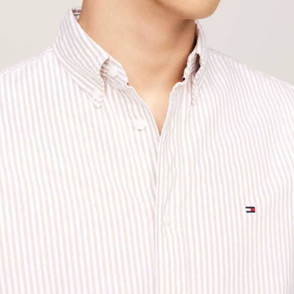 Tommy Hilfiger Heritage Oxford Stripe Overhemd Beige/Wit