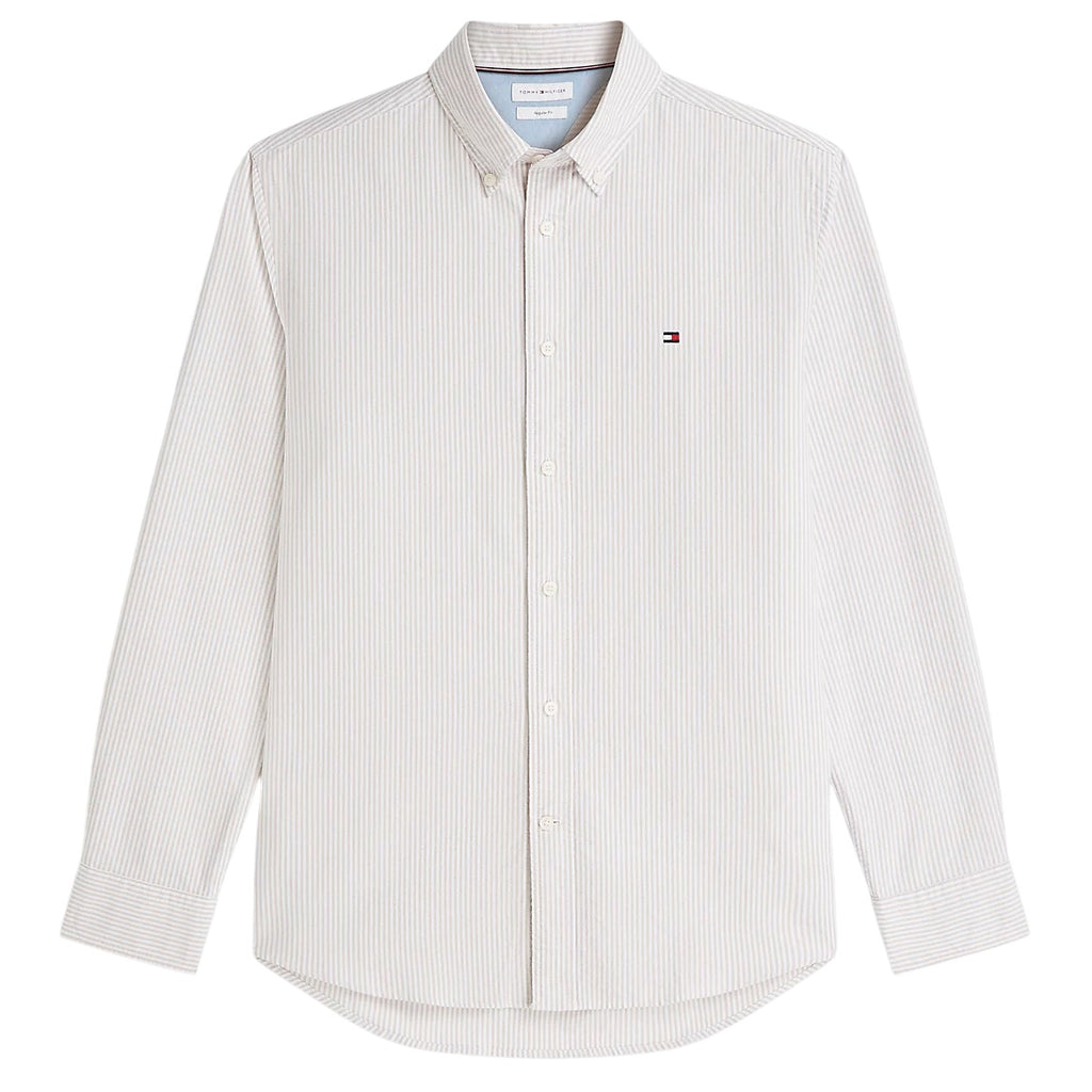 Tommy Hilfiger Heritage Oxford Stripe Overhemd Beige/Wit