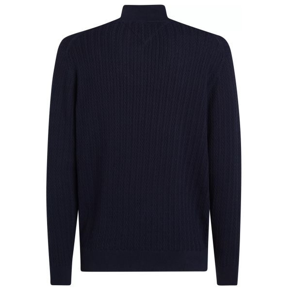 Tommy Hilfiger Herringbone Structure Zip Mock Sweater Navy