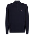 Tommy Hilfiger Herringbone Structure Zip Mock Sweater Navy
