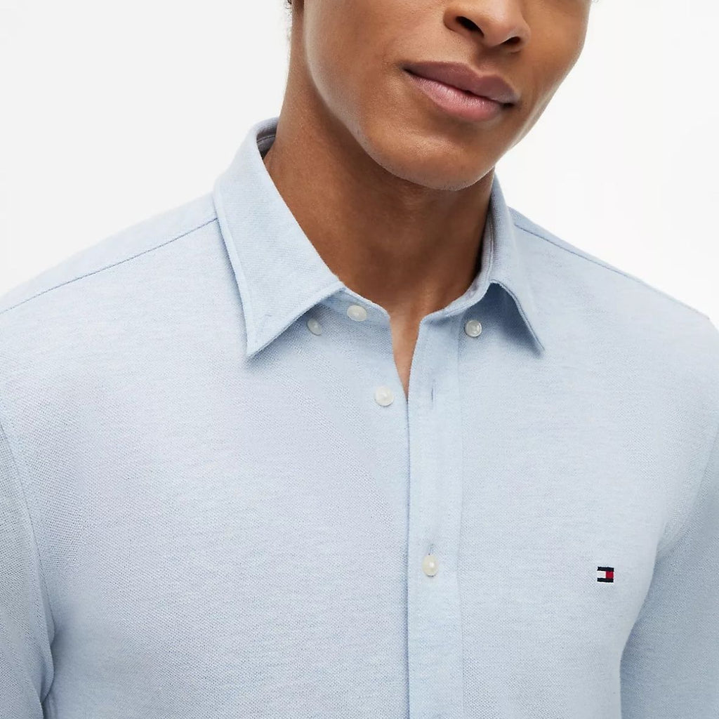 Tommy Hilfiger Knit Pique Feather Overhemd Licht Blauw