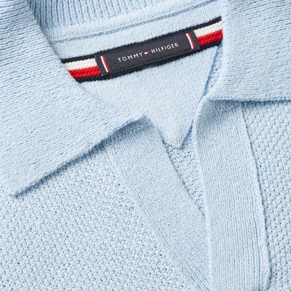 Tommy Hilfiger Knitted Textured Polo Licht Blauw