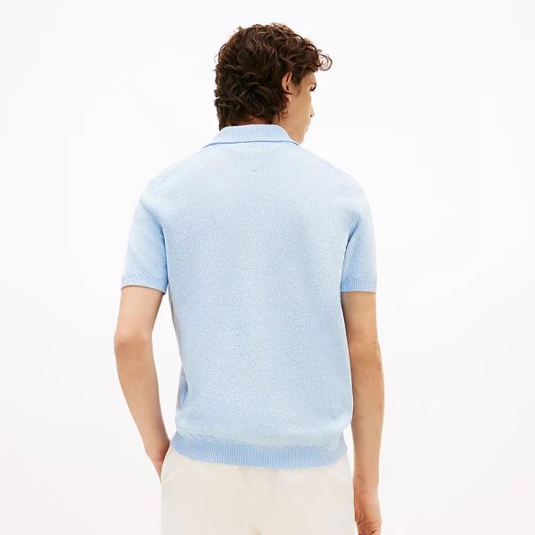 Tommy Hilfiger Knitted Textured Polo Licht Blauw
