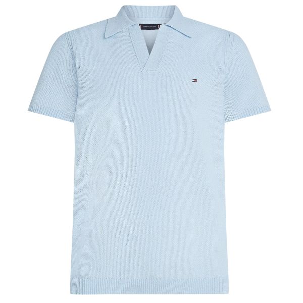 Tommy Hilfiger Knitted Textured Polo Licht Blauw
