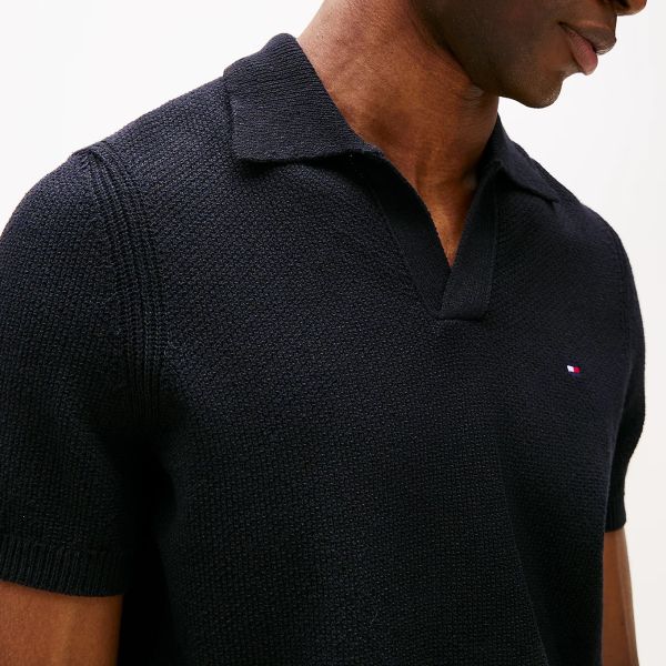 Tommy Hilfiger Knitted Textured Polo Navy
