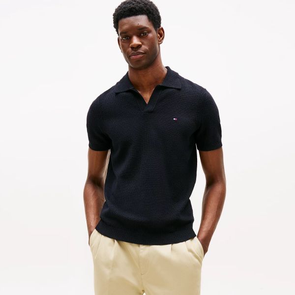 Tommy Hilfiger Knitted Textured Polo Navy