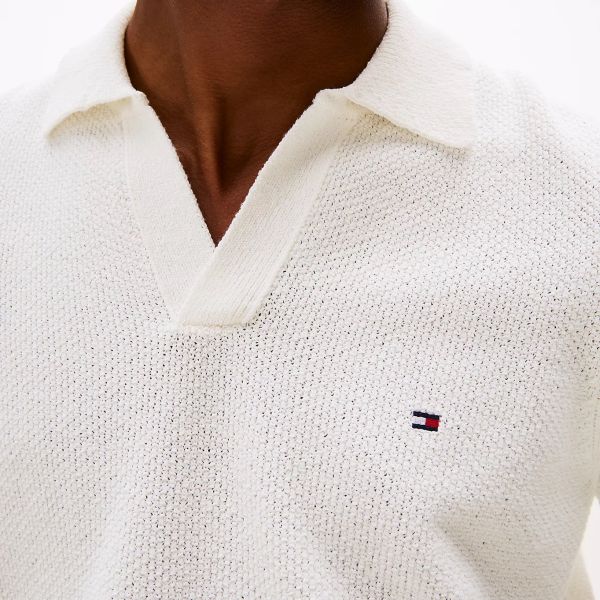 Tommy Hilfiger Knitted Textured Polo Off White