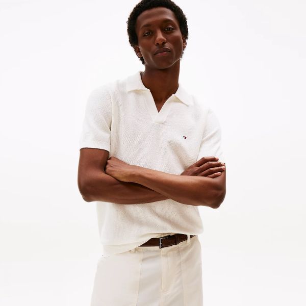 Tommy Hilfiger Knitted Textured Polo Off White
