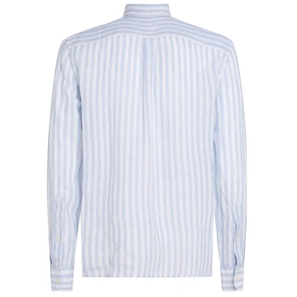 Tommy Hilfiger Linen Essential Stripe Overhemd Licht Blauw/Wit