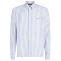Tommy Hilfiger Linen Essential Stripe Overhemd Licht Blauw/Wit
