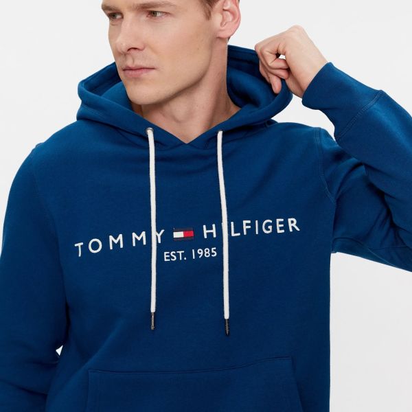 Tommy Hilfiger Logo Hoodie Donker Blauw