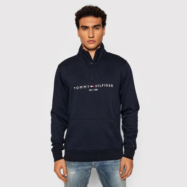 Tommy Hilfiger Logo Mockneck Sweater Navy