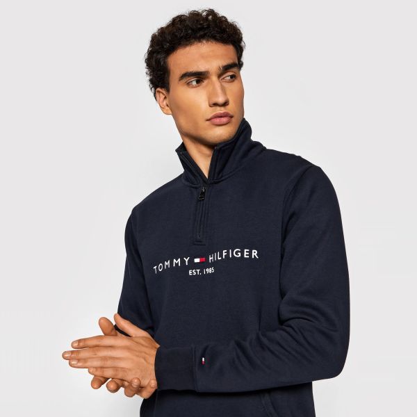 Tommy Hilfiger Logo Mockneck Sweater Navy