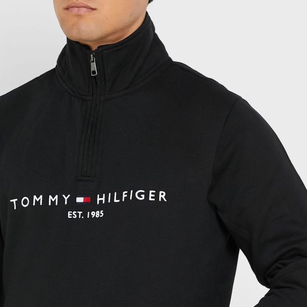 Tommy Hilfiger Logo Mockneck Sweater Zwart
