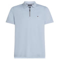 Tommy Hilfiger Mercerised Pique Zip Polo Licht Blauw