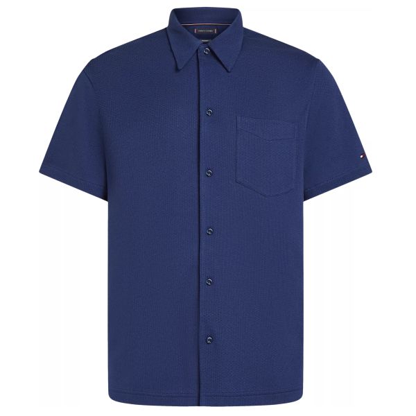 Tommy Hilfiger Open Knit Full Plack Overhemd Navy
