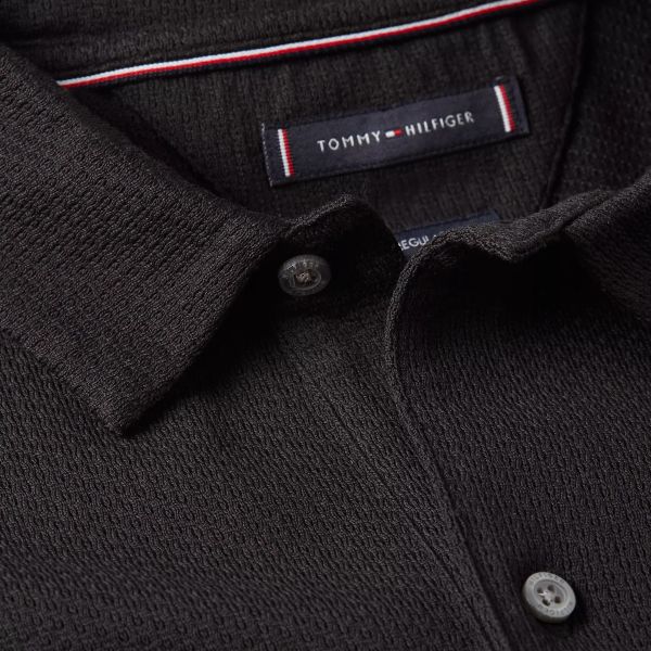 Tommy Hilfiger Open Knit Full Plack Overhemd Zwart
