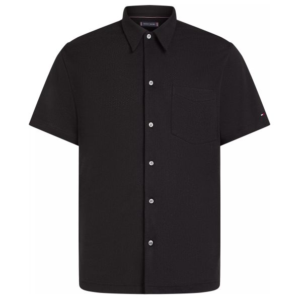 Tommy Hilfiger Open Knit Full Plack Overhemd Zwart