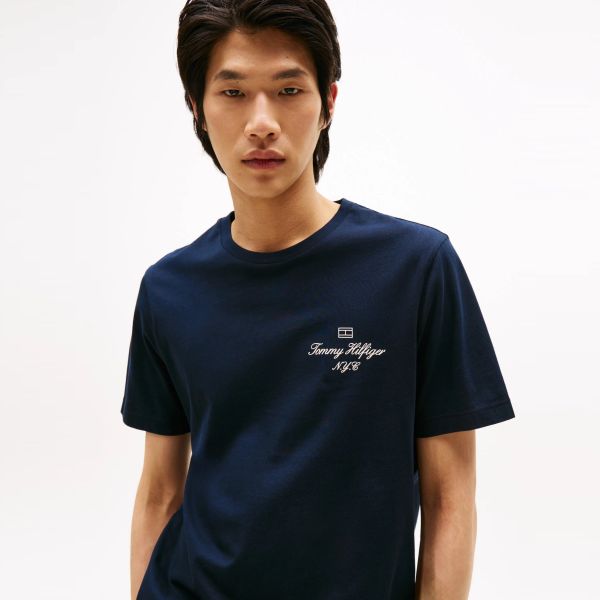 Tommy Hilfiger Outline Flag Script T-shirt Navy