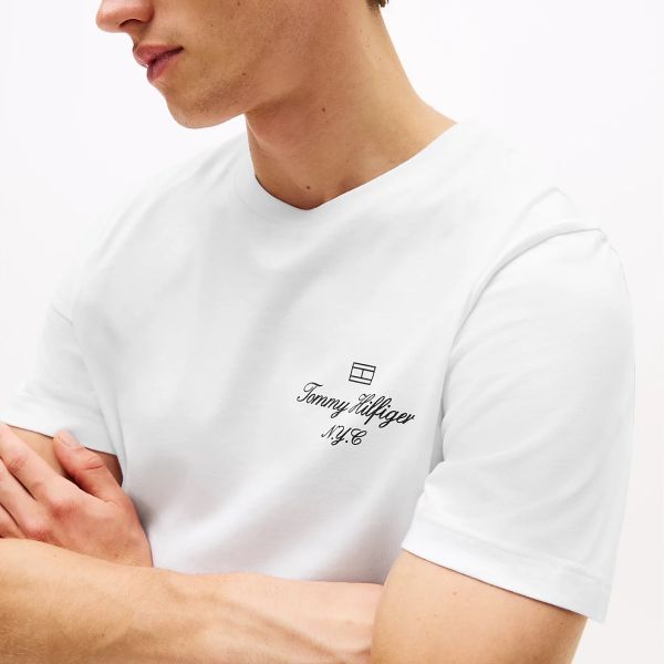 Tommy Hilfiger Outline Flag Script T-shirt Wit