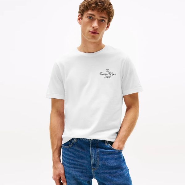 Tommy Hilfiger Outline Flag Script T-shirt Wit