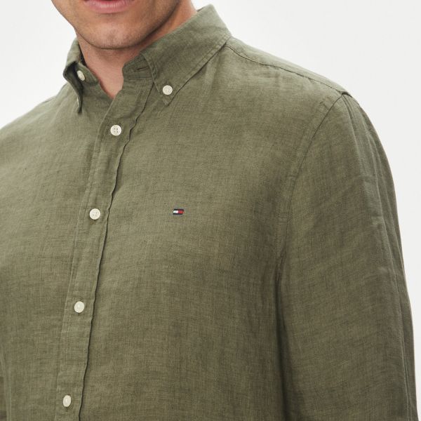 Tommy Hilfiger Pigment Dyed Solid Overhemd Donker Groen