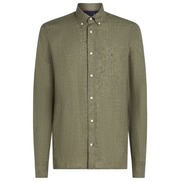 Tommy Hilfiger Pigment Dyed Solid Overhemd Donker Groen