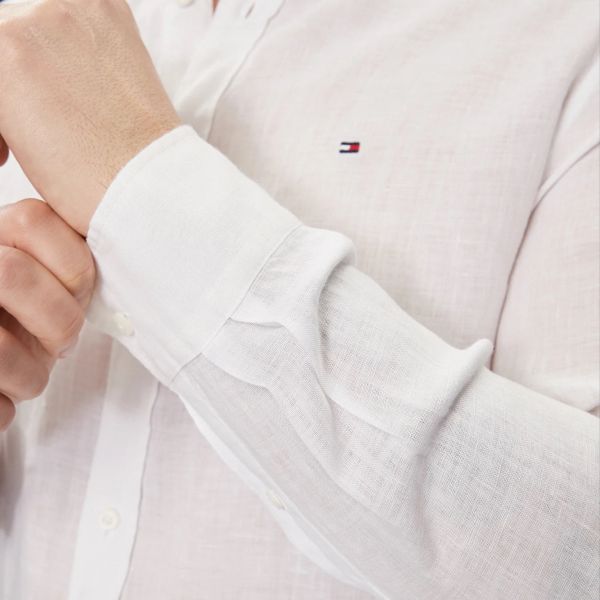 Tommy Hilfiger Pigment Dyed Solid Overhemd Wit