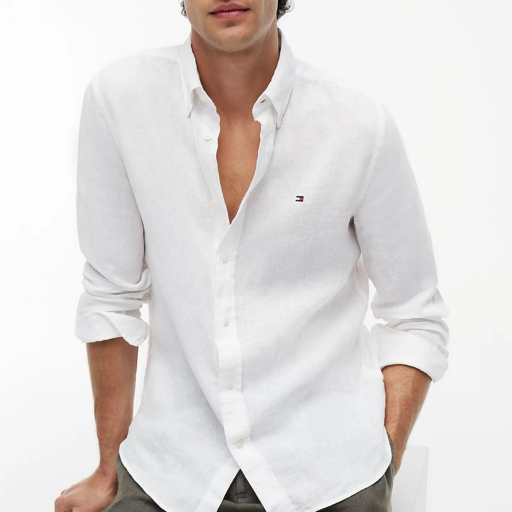 Tommy Hilfiger Pigment Dyed Solid Overhemd Wit