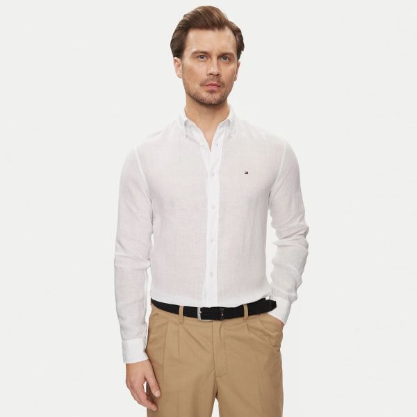Tommy Hilfiger Pigment Dyed Solid Overhemd Wit