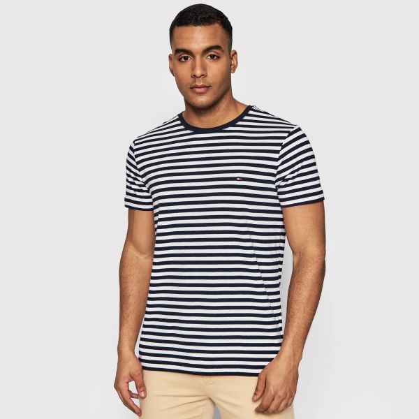 Tommy Hilfiger Stretch Slim T-shirt Navy/Wit