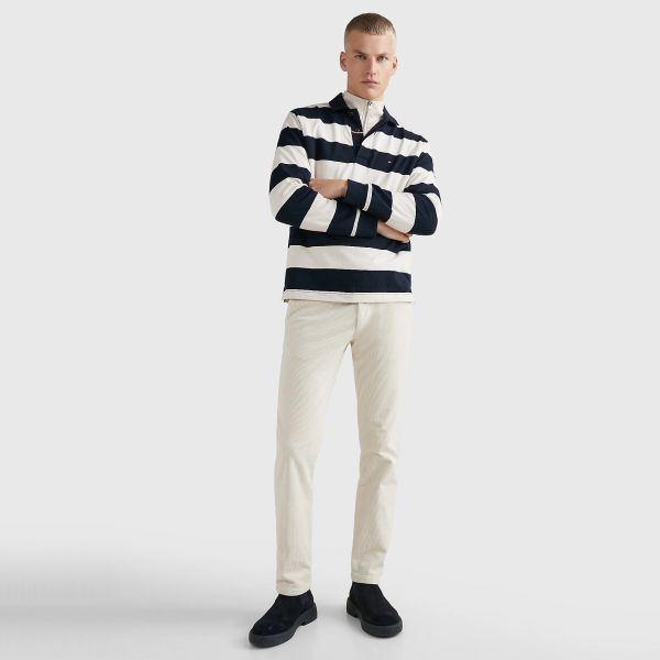 Tommy Hilfiger Striped Polo Wit/Navy
