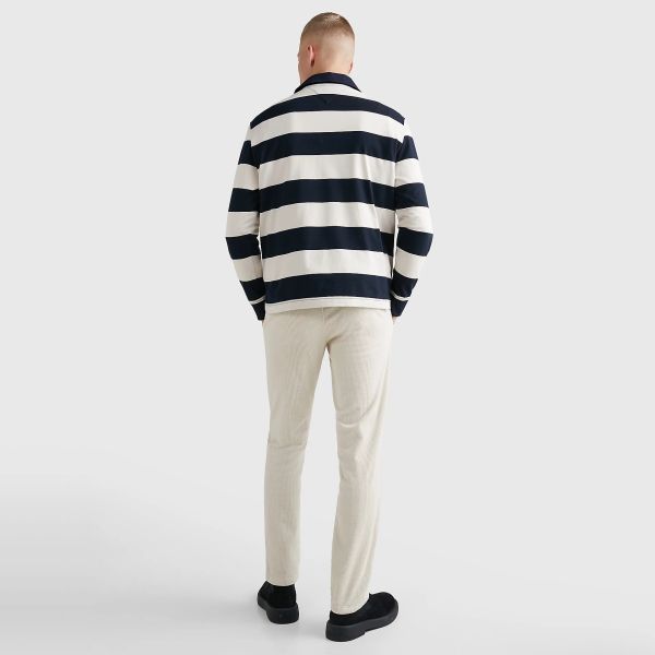 Tommy Hilfiger Striped Polo Wit/Navy