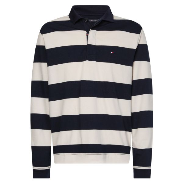 Tommy Hilfiger Striped Polo Wit/Navy