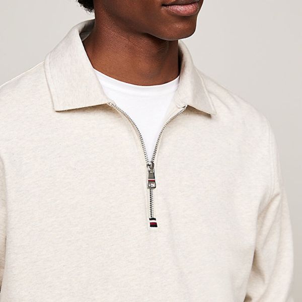 Tommy Hilfiger Terry Half Zip Sweater Off White