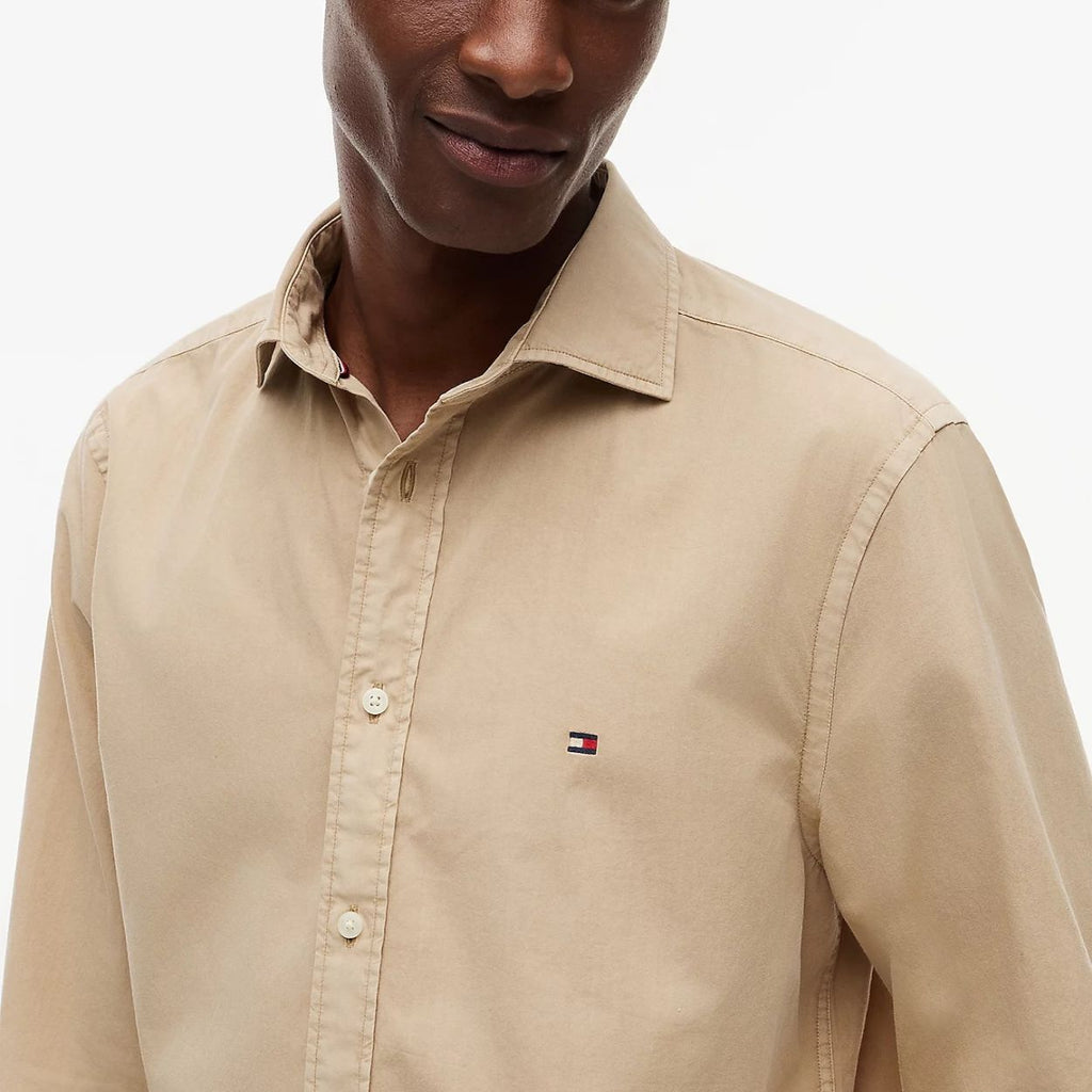Tommy Hilfiger Washed Poplin Overhemd Beige
