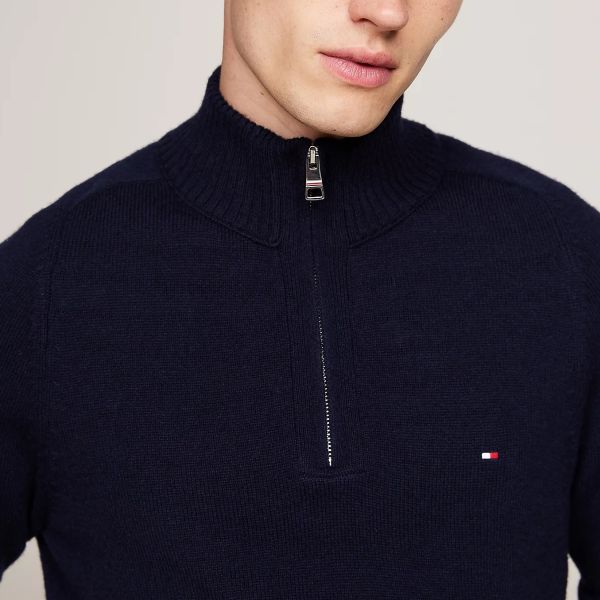 Tommy Hilfiger Wool Zip Mock Sweater Navy